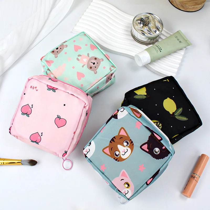 Girls Diaper Sanitary Napkin Storage Bag Nylon Sanitary Pads Package Bags Coin Purse Jewelry Organizer Credit Card Pouch Case