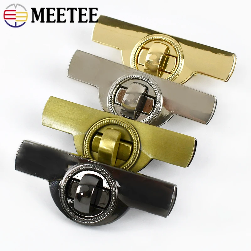 Meetee 1/2/3Pcs Metal Locks Bag Purse Clasp Handle Handbag Twist Turn Lock Luggage Decorative Latch Making Sewing Accessories