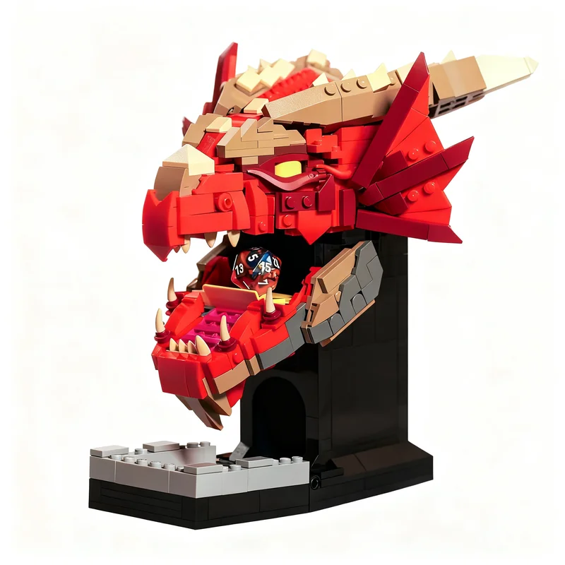 

747PCS MOC City Street View Red Dragon Dice Tower Model Building Blocks Architecture DIY Education Toy Gift Display Bricks Gifts