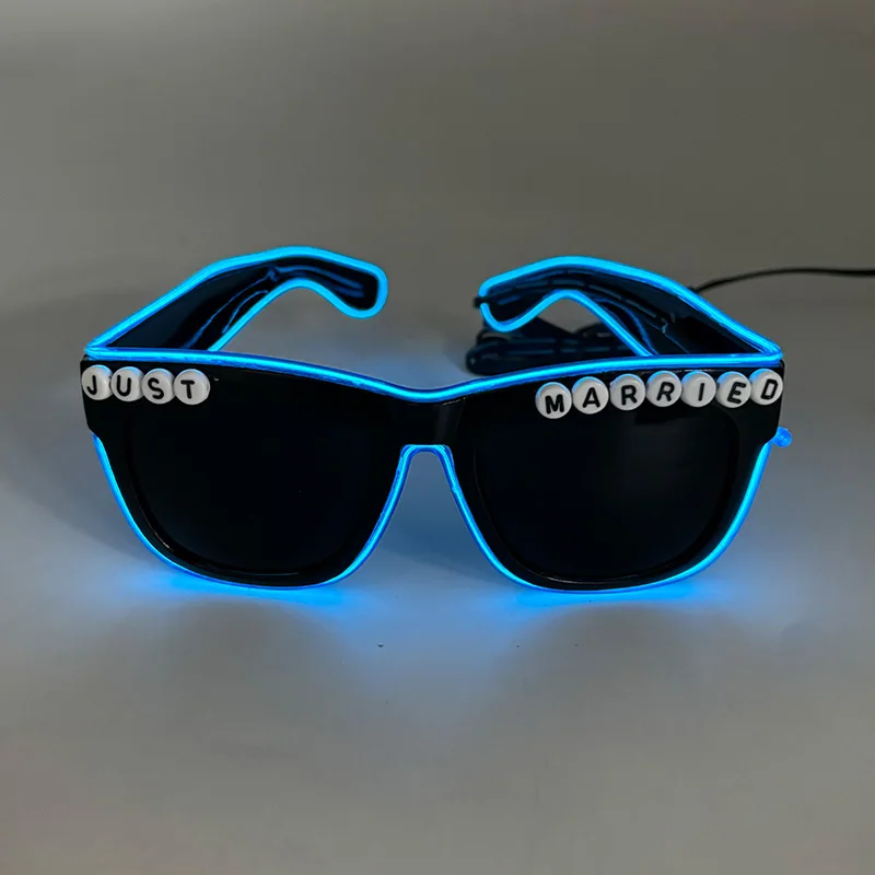 

1/10pcs Luminous Glowing Just Married Glasses For Couple LED Light Up Glasses Wedding Party Supplies Neon Sunglasses Photo Props