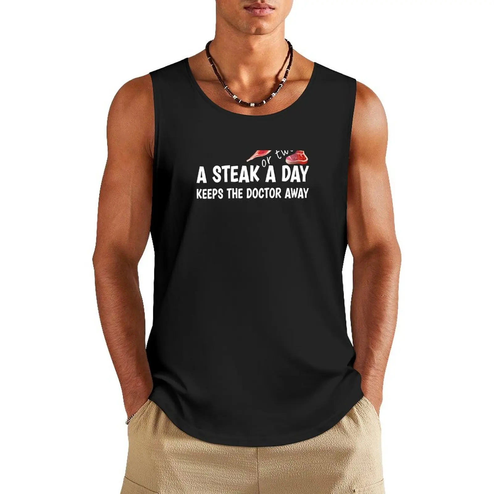 A STEAK OR TWO A DAY KEEPS THE DOCTOR AWAY, Keto Carnivore Diet Tank Top camisetas deportivas para hombres Body hombre ropa de gimnasia