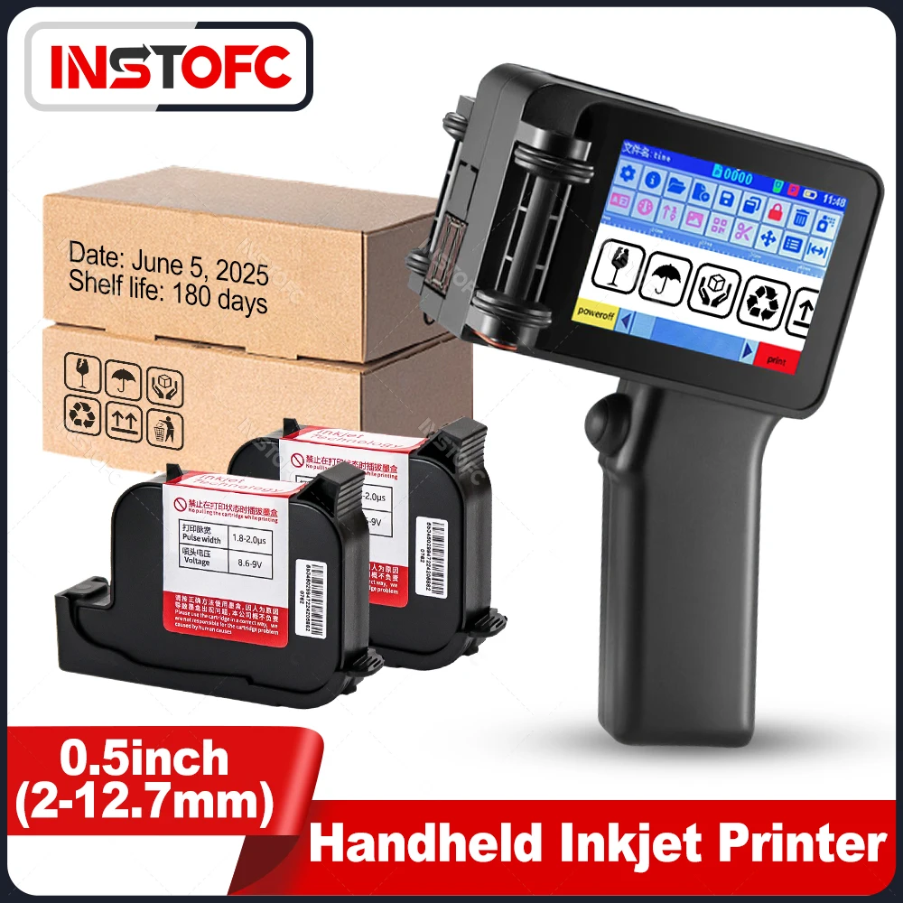 

Нешифрованный ручной струйный пистолет 12,7 мм с быстросохнущими чернилами для печати QR, штрих-кода, номера партии, логотипа, даты, принтера этикеток