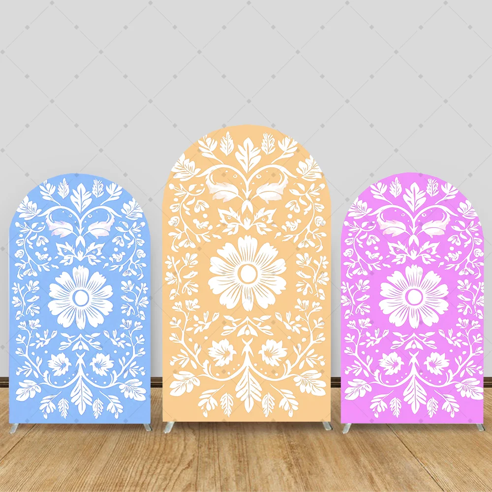 

Custom 2-Sided Mexican Fiesta Pattern Birthday Bride Shower Wedding Covers Arch Background Decor Backdrop Photo