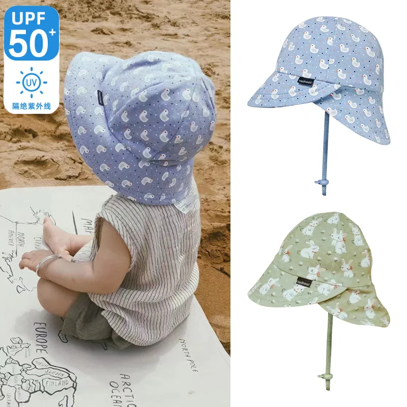 男の子と女の子用の子供用帽子、夏の日焼け防止帽子、赤ちゃん用屋外uv保護ネックカバー、幼児と幼児用。