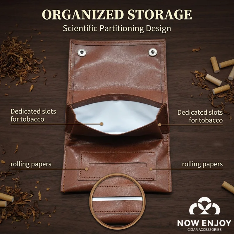 HOT SALE Portable Storage PU Leather Bag Tobacco Pouch Case Bag Pipe Cigarette Holder Smoking Paper Holder Case Wallet Bag