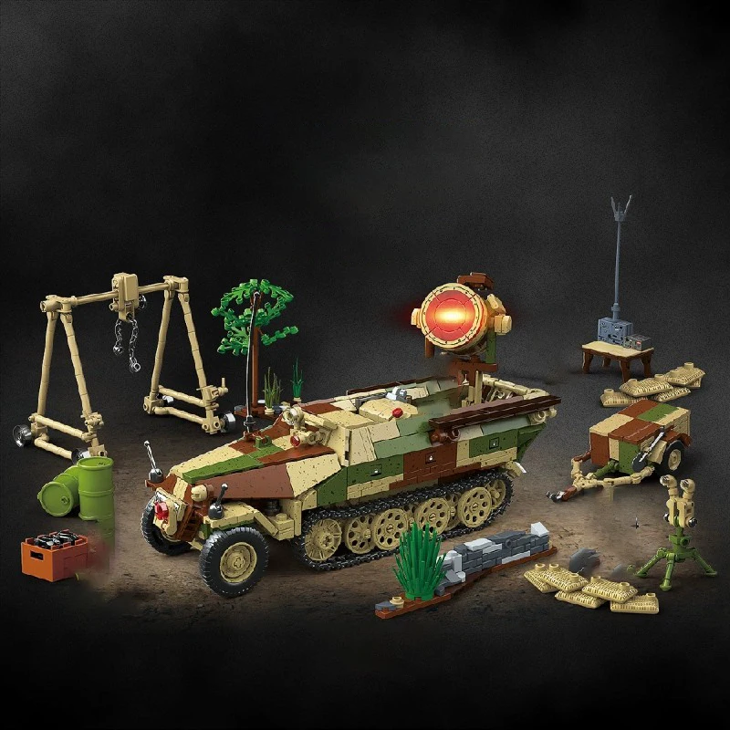 

Military WW2 half-track armoured vehicle Panzer Building Blocks Set, Collectible Technik Tanks Kits Model,Gift 1267pcs