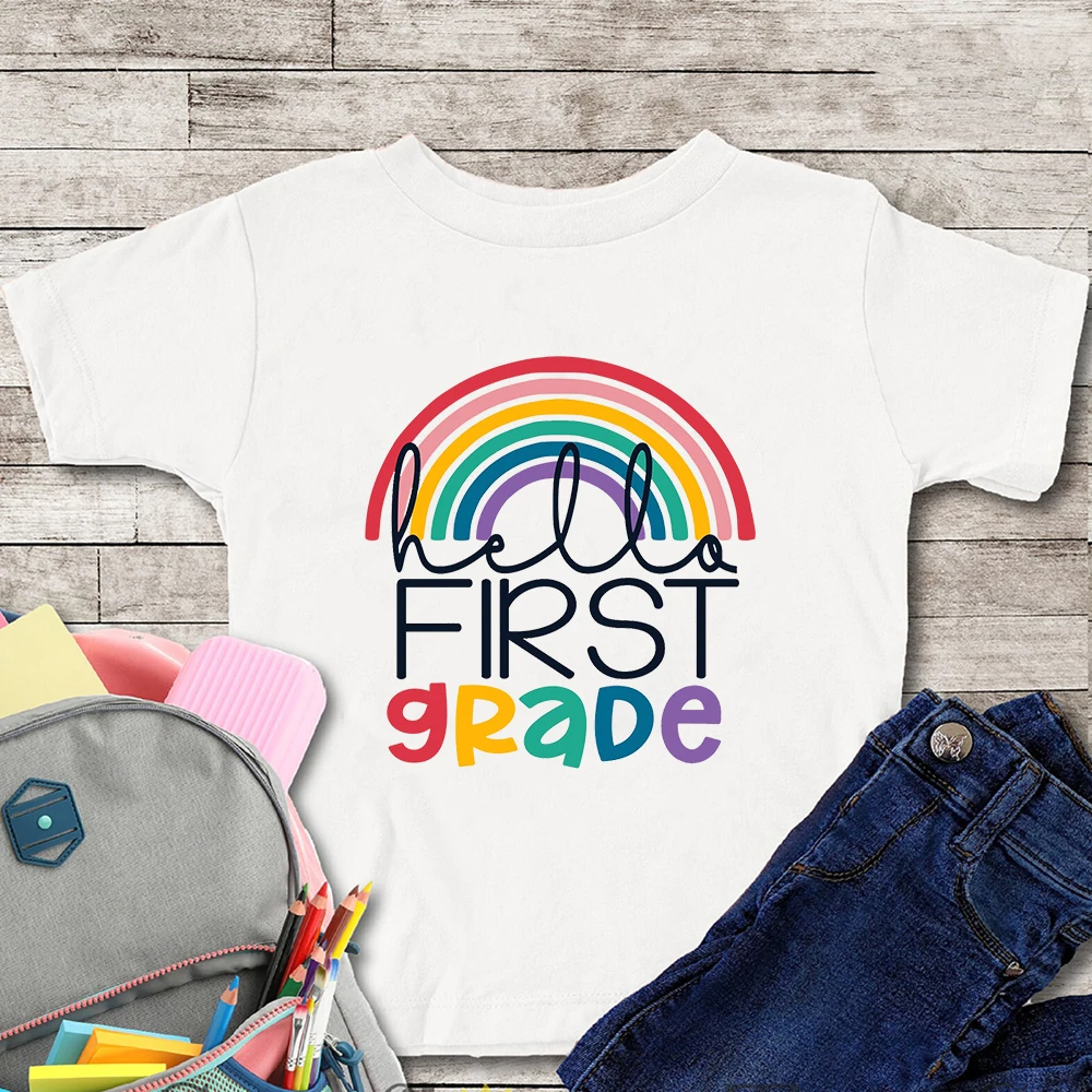 

Hello First Grade Shirt Back To School Kids Shirt1st Grade Student T-Shirt Children Kindergarten Top Tees Gift 1st Grade Clothes