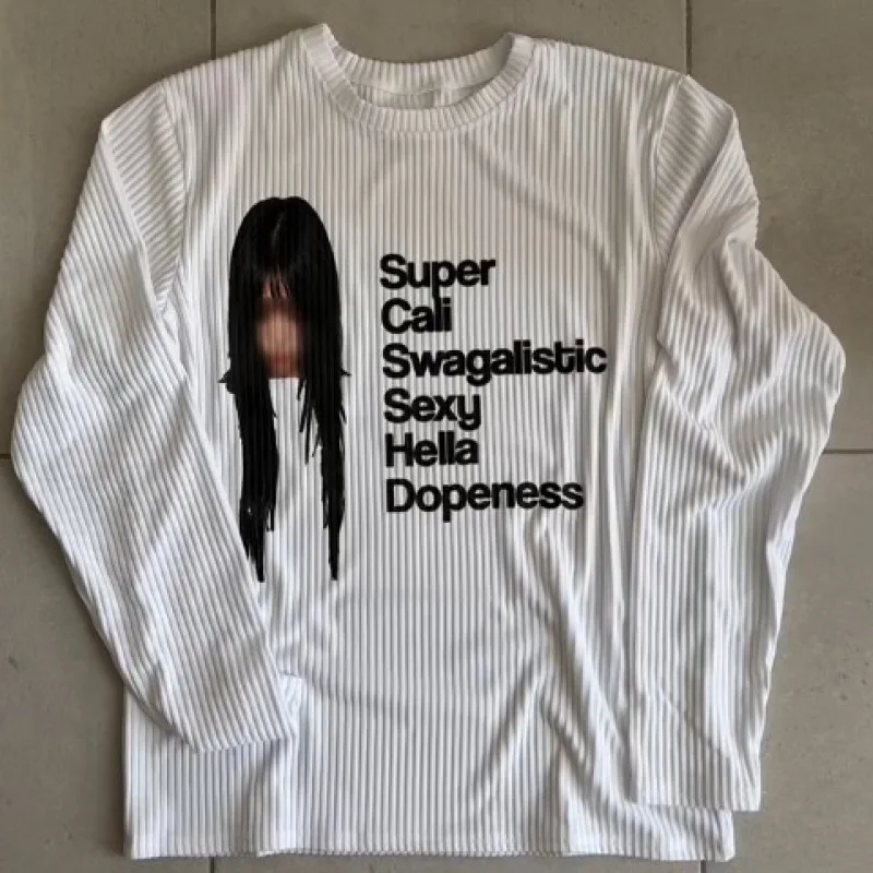 Millennium subculture hiphop rock gothic retro High street style casual versatile Long sleeve top