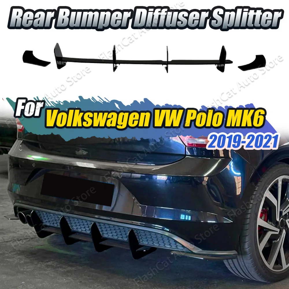 Polo MK6 GTI, divisores inferiores traseros, Kits de cuerpo difusor para volkswagen POLO MK6 GTI 2018 2019 2020 2021, alerón de labio difusor de parachoques