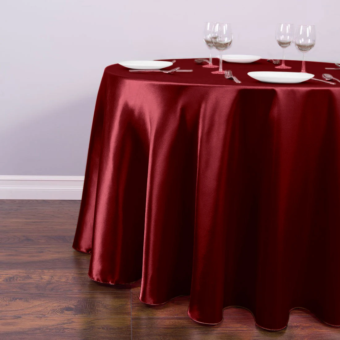 

145cm Round Satin Tablecloths Overlay Cover Bright Fabric Table Cloth for Wedding Party Restaurant Banquet Decorations