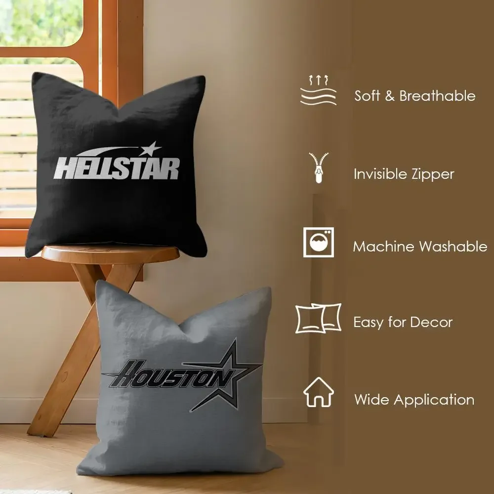 FISHION H-HellstarS Cushion Cover Eco Linen Pillow Case | Double-Sided Print, Breathable & Durable, Hidden Zipper Home Decor view 3