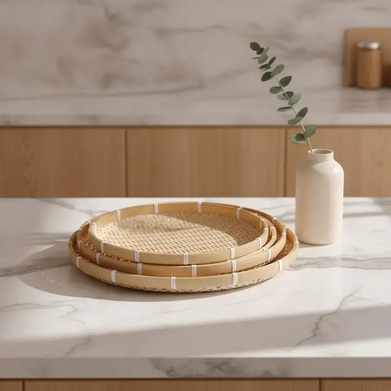 Hand-woven Natural Bamboo Trays And Winnowing Baskets Are Suitable For Storing And Holding Food And For Home Decoration