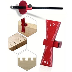 Wood Marking for 1:5 1:8 - Wheel Marking Gauge Dovetail Jig Guide Marker Aluminium Alloy Scribing Tool, Inch/MM Scale Ruler
