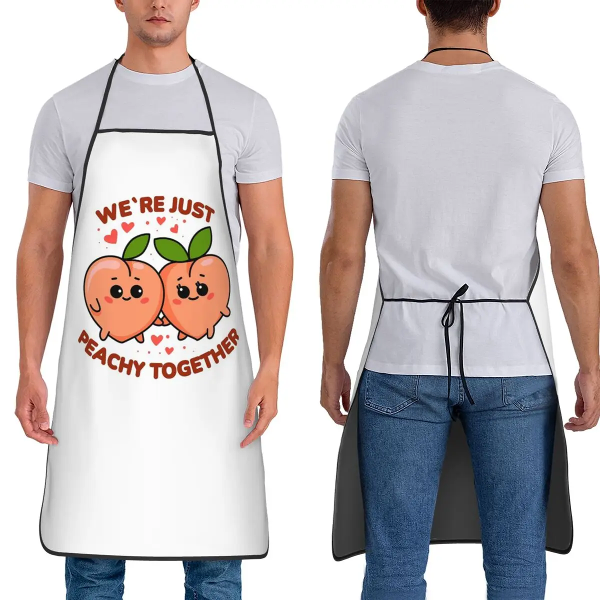 

Милые фартуки для пары в стиле каваи с персиковым принтом, водонепроницаемые, для поваров, выпечки, уборки на кухне