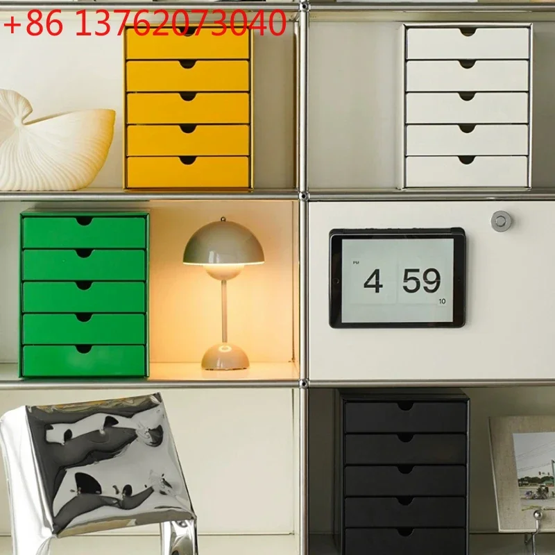 

Modern Light Luxury Multi-layer Mini Cabinet Metal File Cabinet Drawer Nordic Desktop Storage Cabinet Home Office Organizer