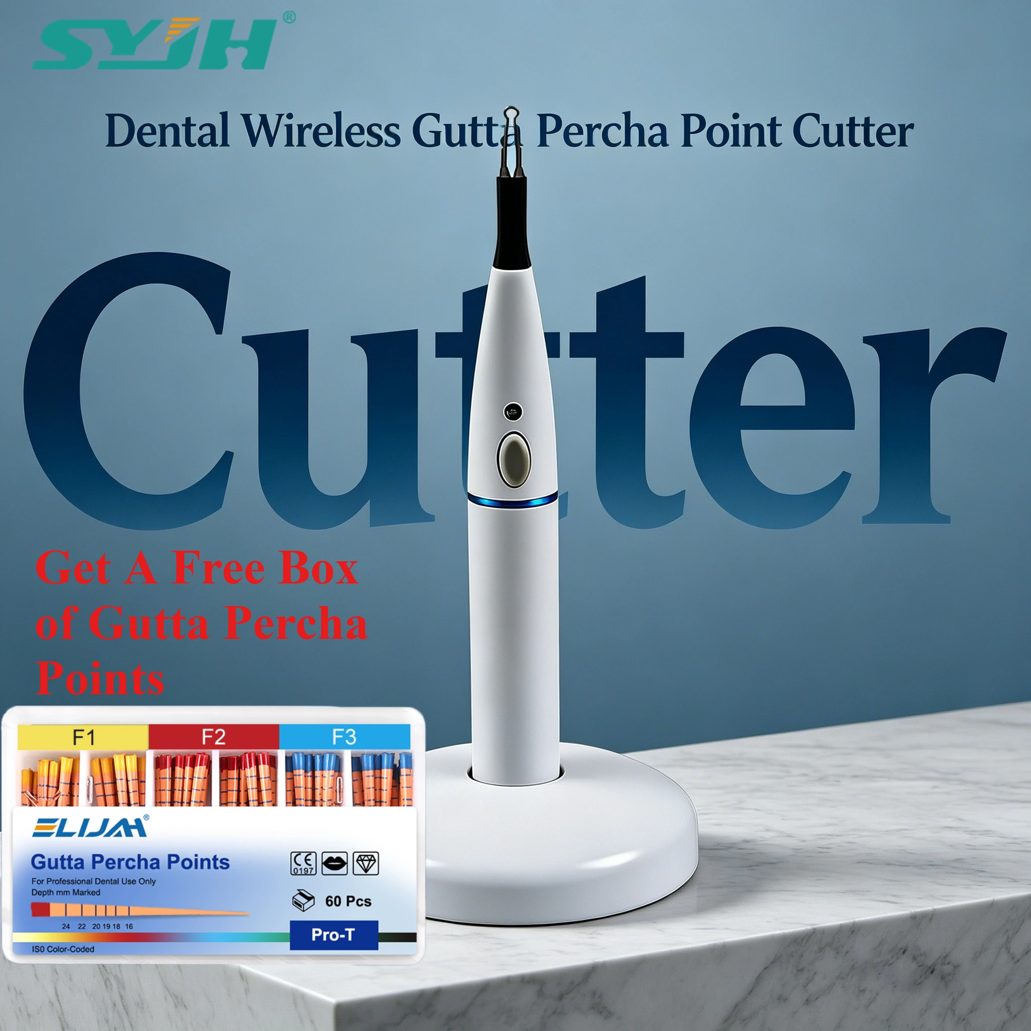 

Wireless Gutta Percha Point Cutter + 1 Box Gutta Percha Precision Endo Cutting Instruments + 4 Tips Dental Endodontic Equipment