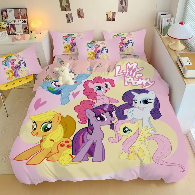 My Little Pony Twilight Sparkle Rainbow Dash Cartoon Printed Cotton Bed Sheet Home Student Dormitory Girly Heart Bedding Set