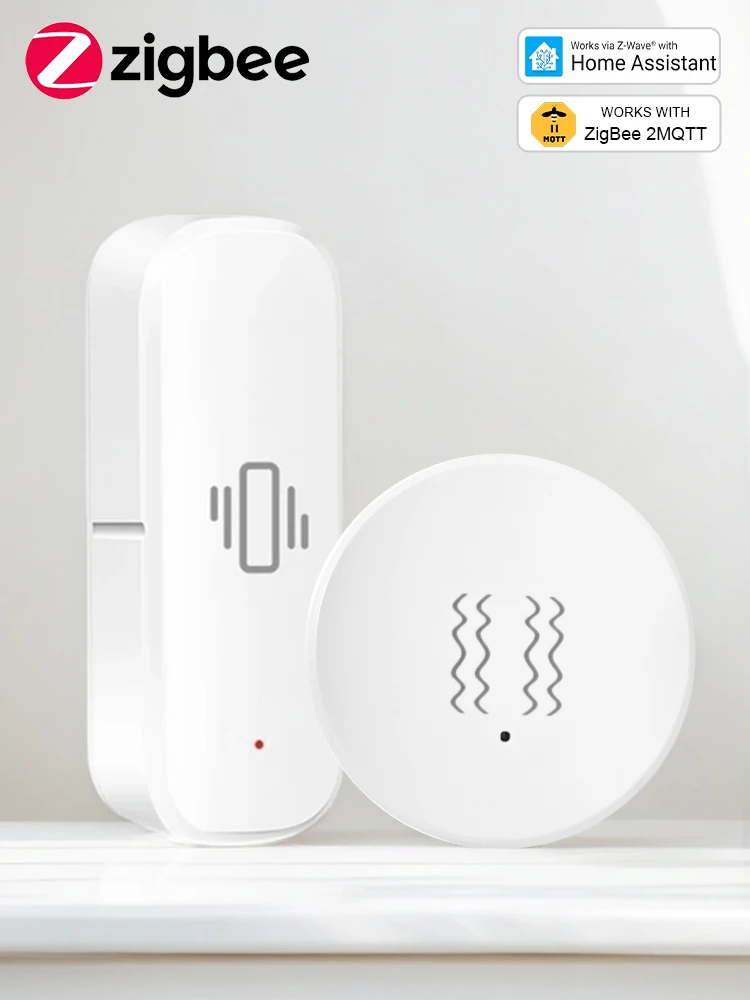 ZigBee 3.0 Vibrationssensor Echtzeit-Tür- und Fenster-Kippalarm Heimsicherheitsschutz Kompatibel mit Home Assistant Zigbee2MQTT