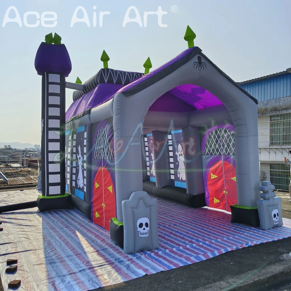 Exquisite 9.6mLx3.9mW Inflatable Haunted House for Halloween Decoration Giant Haunted House Balloon Toys