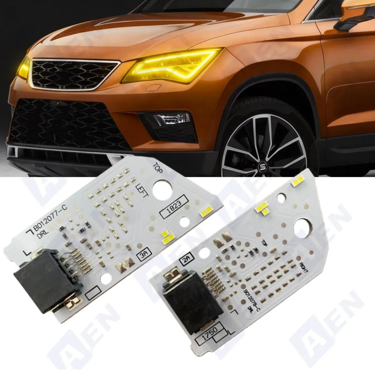 

Белые светодиодные платы DRL B012077-C для Seat Ateca 2017-2020, светодиодные фары, дневные ходовые огни, модуль указателя поворота