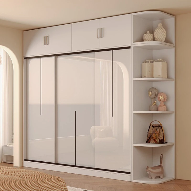 Interior White Clothes Closet Hallway Space Saving Sliding Door Large Wardrobe Popular Apartment Quarda Roupas Home Furniture