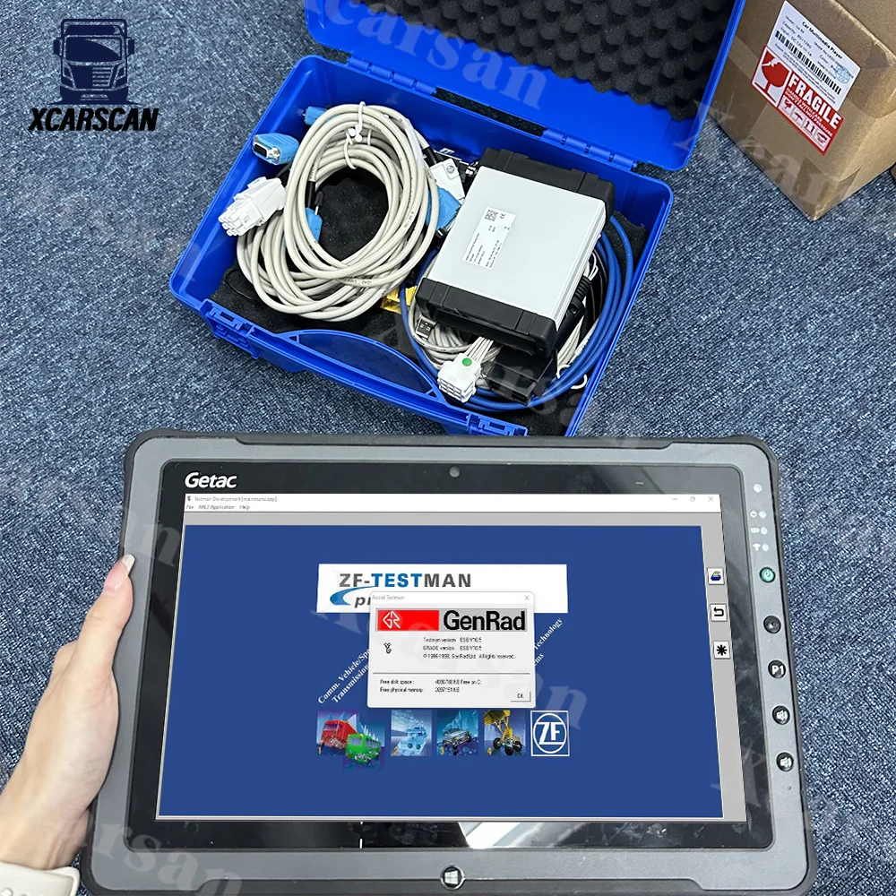 Getac F110 Tablet ZF-Testman ZF TESTMAN EHPS DPA06 DIAGNOSTIC TOOL Servolectric With Cables Car Transmission