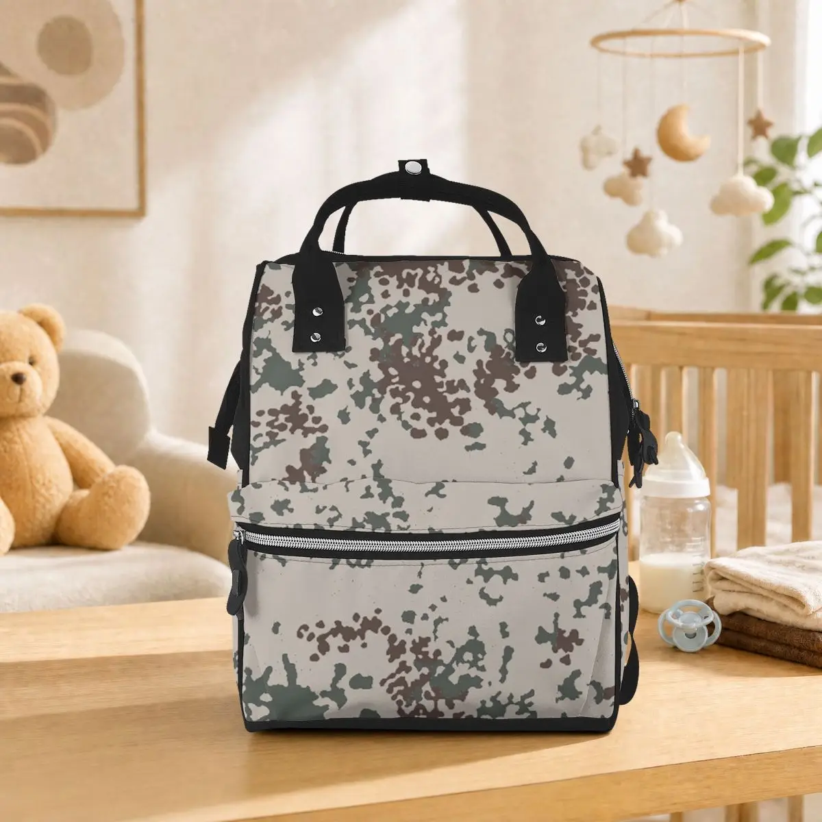 Splintertarn German WW2 Camouflage Army Military Camo Student Backpack School Bag Hiking Travel Daypack for Men Women Bookbag