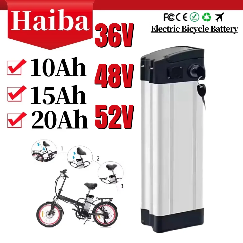 🛡️ 36/48V/52V High quality Original 10Ah/20Ah/30Ah Haiba E-bike battery,500W 750W 1000W High-power 18650 Li-ion battery pack