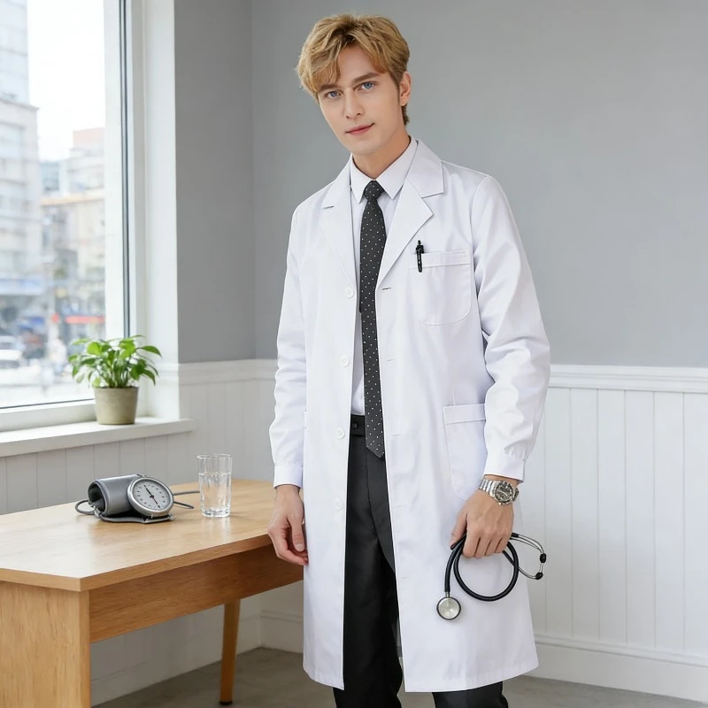

White Coat Long Sleeve Female Doctor Clothes Male Short Sleeve Beauty Salon Nurse Overalls White Coat