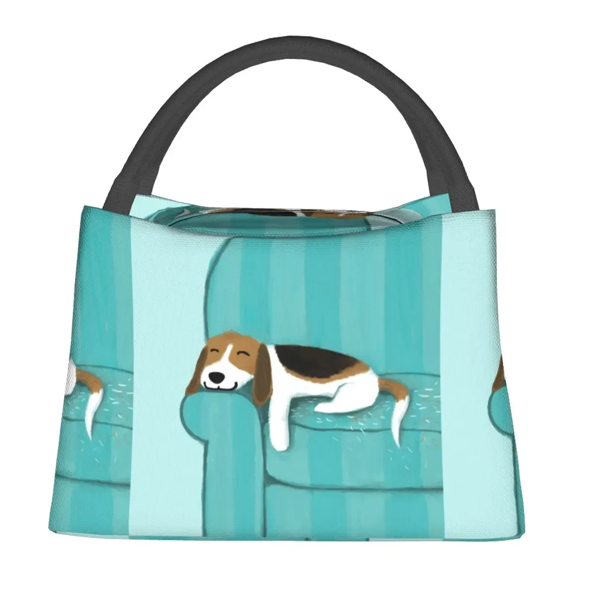 Happy Couch Dog Cute Beagle Throw Lunch Bags Insulated Bento Box Lunch Tote Picnic Bags Cooler Thermal Bag for Woman Children