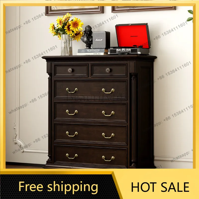 FG American retro all-solid wood nine-chest cabinet, living room multi-pump locker