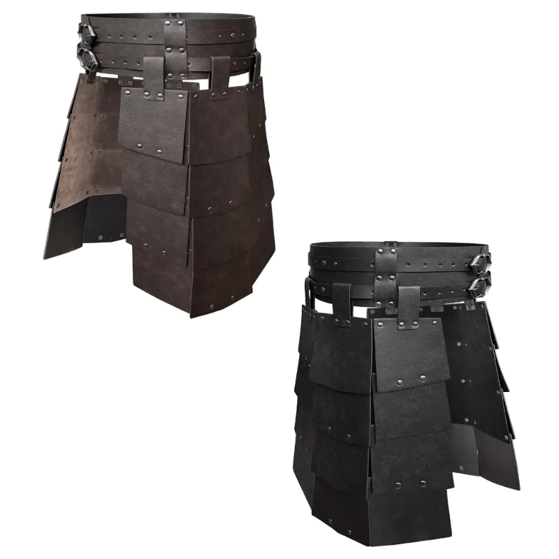 

Man Leather Thigh Guard with Belt Medieval Cosplay Thigh Guard Skirt Halloween Medieval Costume Accessories for Cosplay