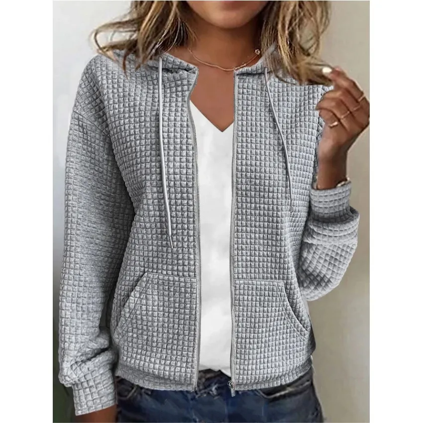 

Women's Zipper Hooded Cardigan Long Sleeve Sweater Jacket
