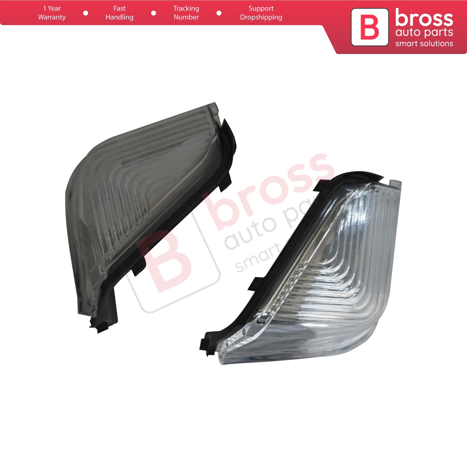 Bross Auto Parts BSP592 Side Mirror Indicator Right and Left Lens 2 E0953049A 2 E0953050A for VW Crafter Mercedes Sprinter