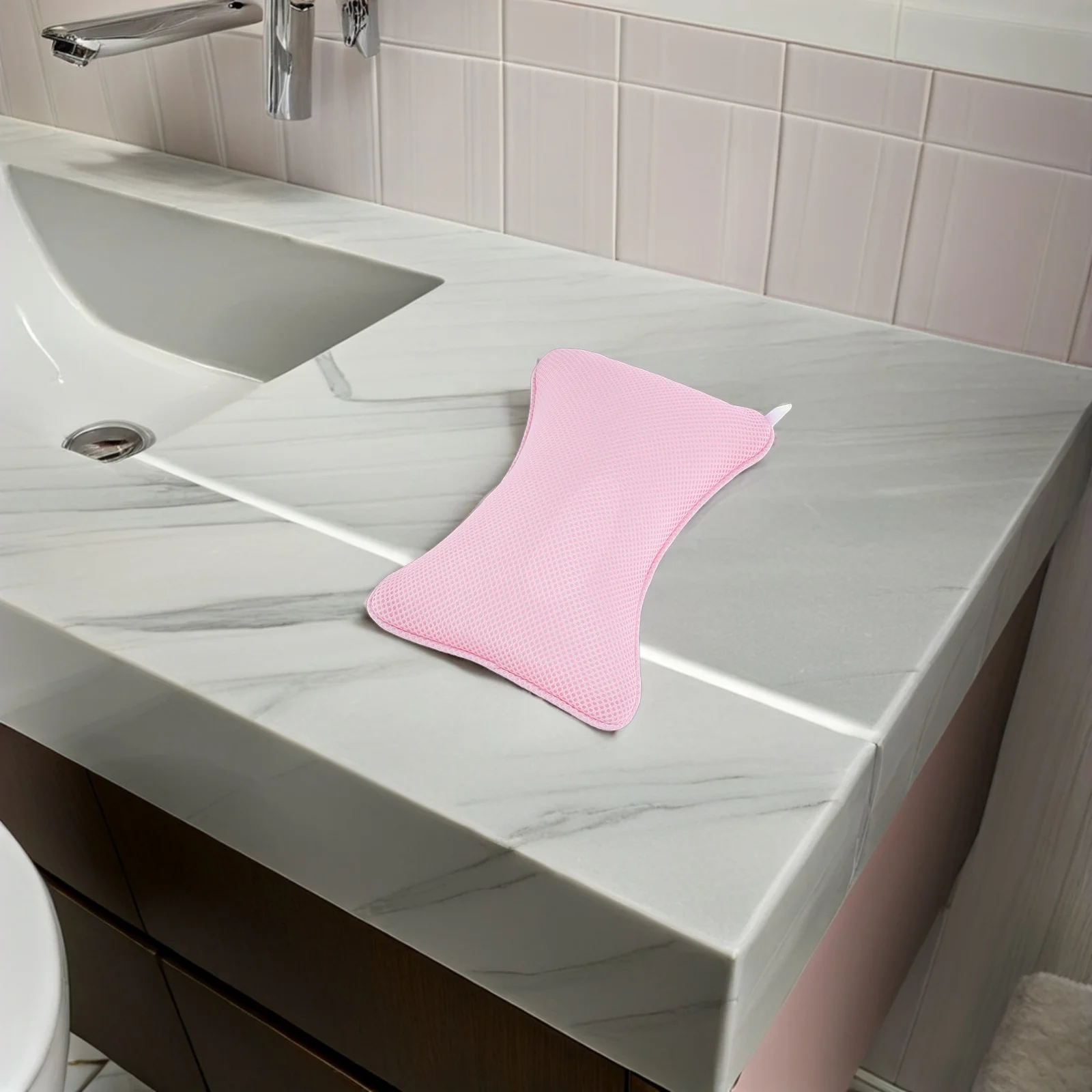 

1Pcs Bathtub Pillow Pink with Strong Suction Cups Non-Slip Head Neck Back Support Cushion for Spa Tub Shower Tub Pillow