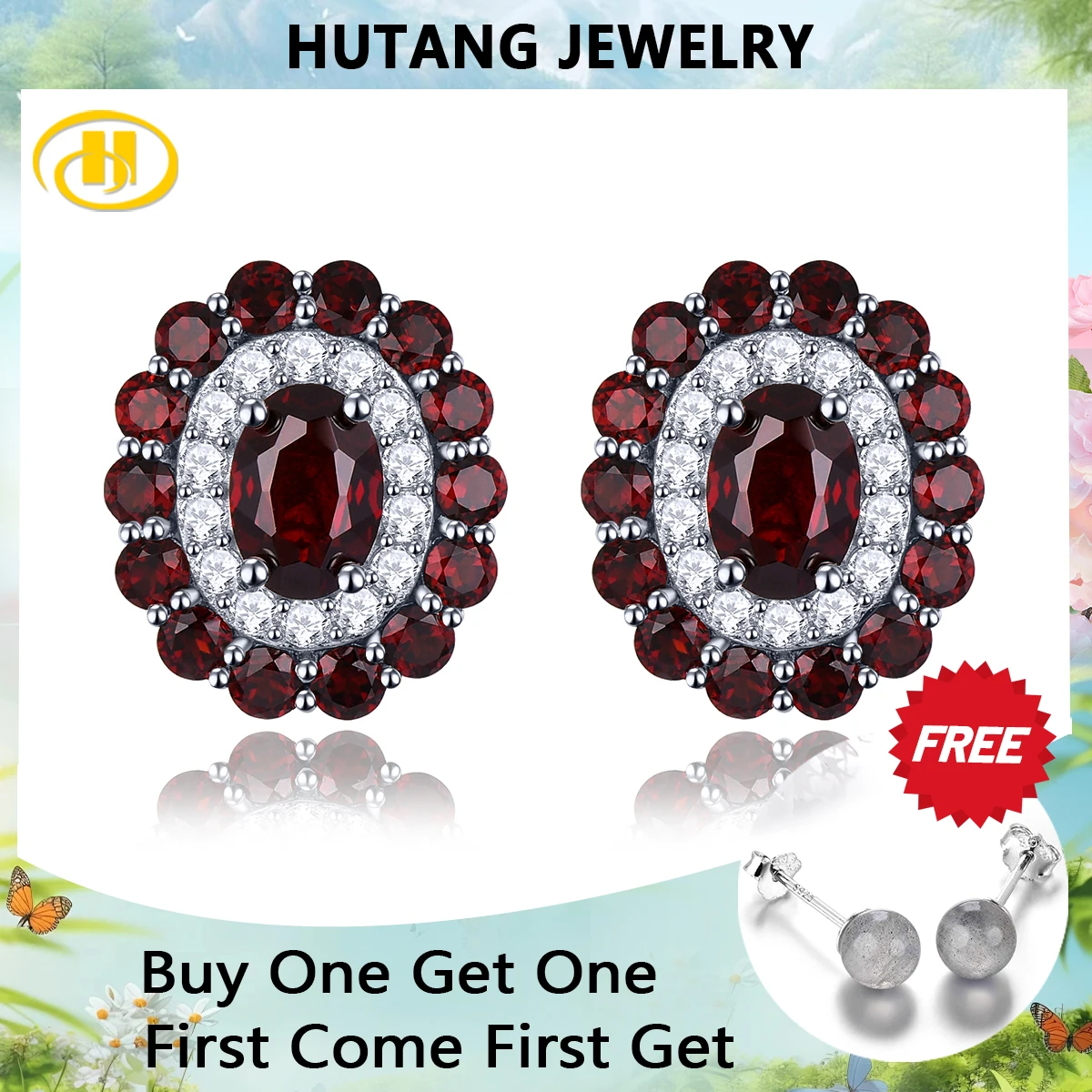 red garnet sterling silver stud brinco 55 quilates gemstone genuine s925 fine jewelry presentes de natal romantico classico natural 01