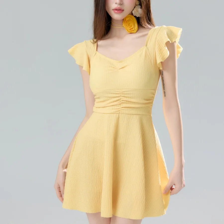 2025 New One-piece Swimsuit for Women with Sweet Style Slim Waist Cover Belly High-end Small Breasts Swimsuit