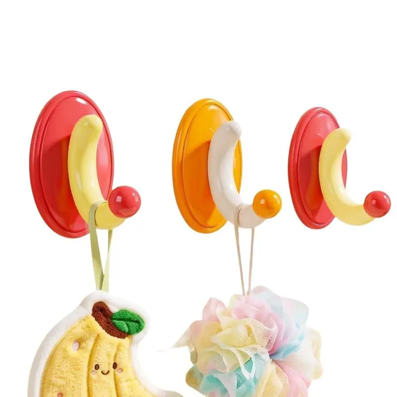 Cute Cartoon No Drilling Adhesive Wall Hooks Strong Load Bearing For Bathroom Bedroom Entryway Hanging Keys Bags