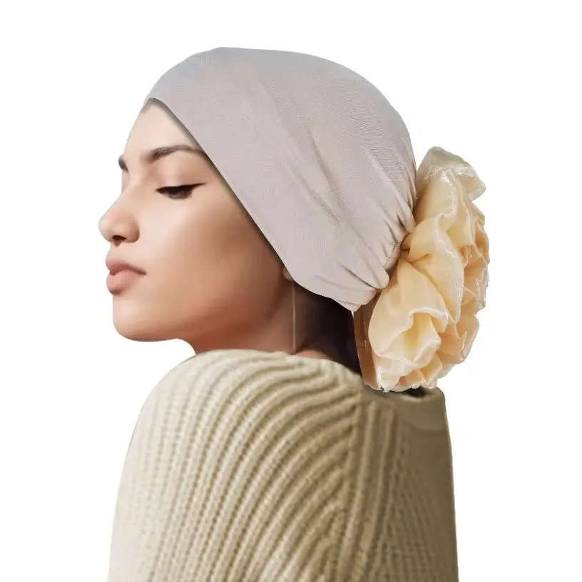 

New Underscarf Women Muslim Hijab Chemo Caps Solid Color Flower Instant Turban Bonnet Beanies Hair Loss Headscarf Turbante Mujer