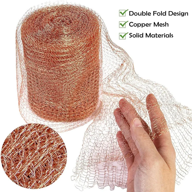 

AB11-9Pcs 12.7Cmx3meter Copper Knitted Wire Mesh Rustproof Copper Mesh Roll For Rodent Copper Mesh For Garden House Ideal DIY