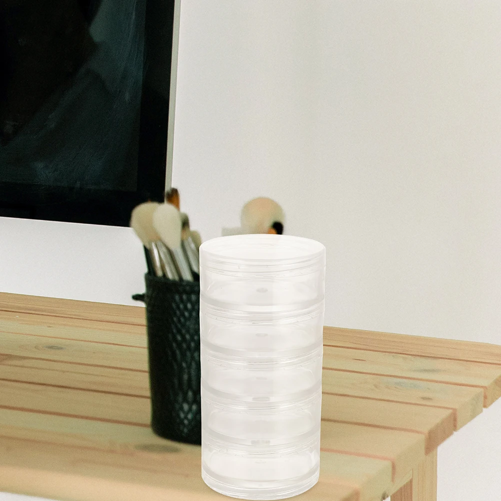 

2 Pcs Bottled Round Containers with Lids Jewelry Storage Organizer Boxes Plastic Clear Small Travel