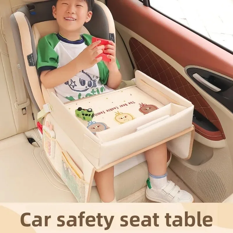 Waterproof Car Safety Seat Table - Multi-Functional Kids Dining & Learning Game Console Tray for Car