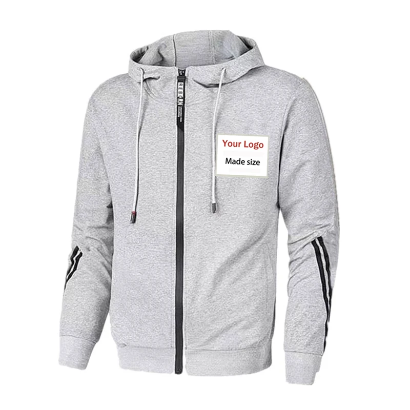 DIY Men Jackets Print Your Like Photo or Logo Your Own Design Custom Hoodie Outdoor Long Sleeve Zipper Hooded Sweater Coat