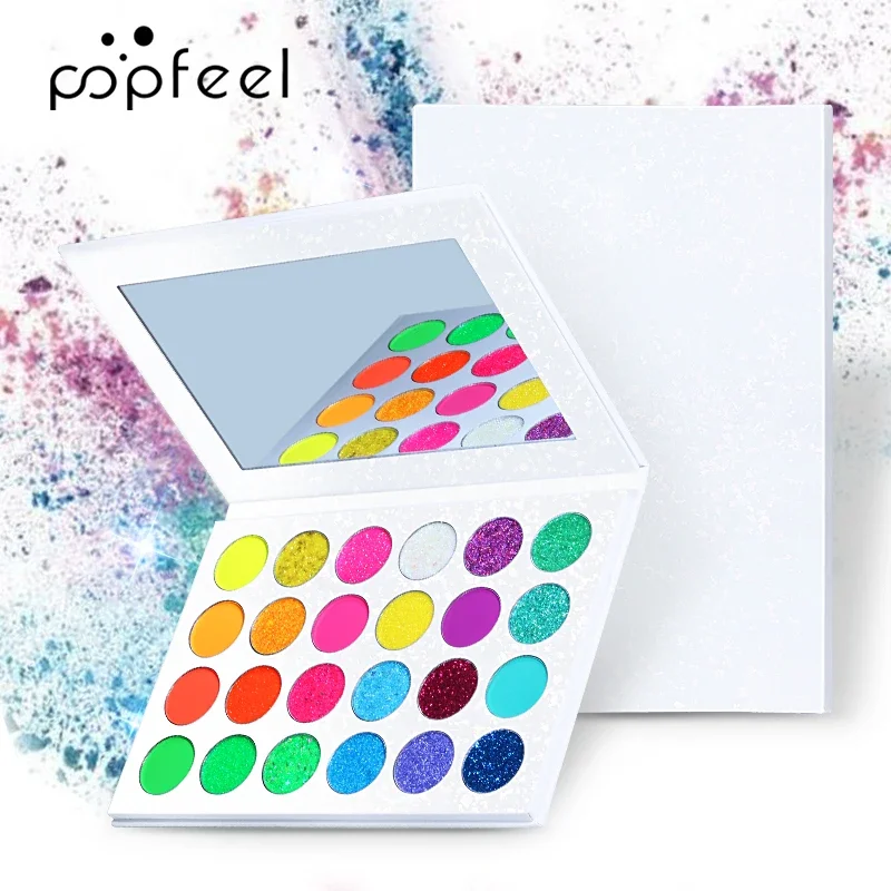 24 Colors Bright Colorful Pigmented Eyeshadow Palette Glitter Long Lasting Blendable Make Up Cosmetics Gift Kit