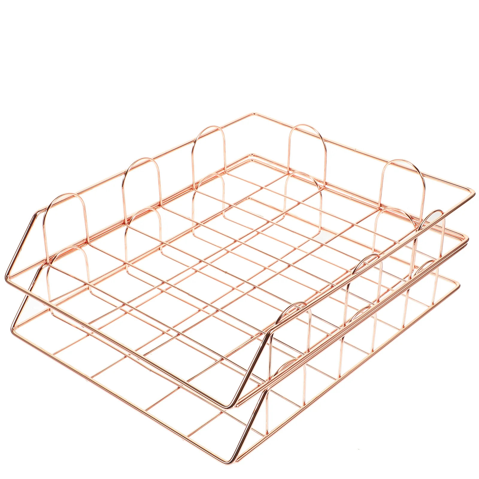 2 قطعة منظم الملفات مكتب معدني سلة التخزين لمكتب المنزل غرفة نوم الحمام وثيقة حامل مجلة رف شبكة مجلد صينية #2