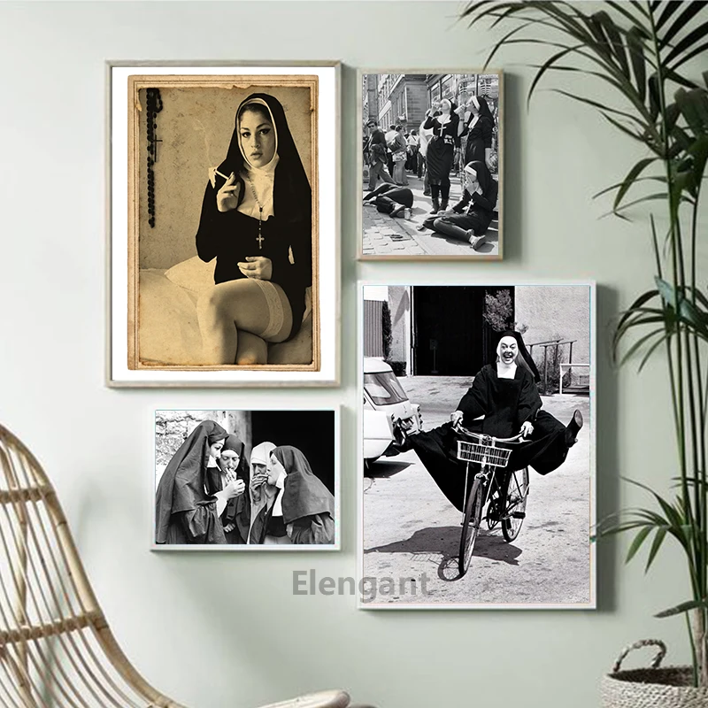 Scherze mit Stil: Warum das Sexy Nun Photo Black and White Poster mehr ist als nur eine Wanddekoration