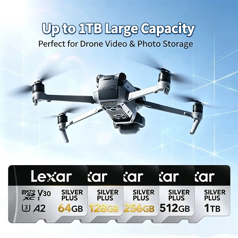 512GB Micro SD Card for DJI Drone, Lexar Professional TF Memory Card SDXC UHS-I V30, 4K 205MB/s Read Speed