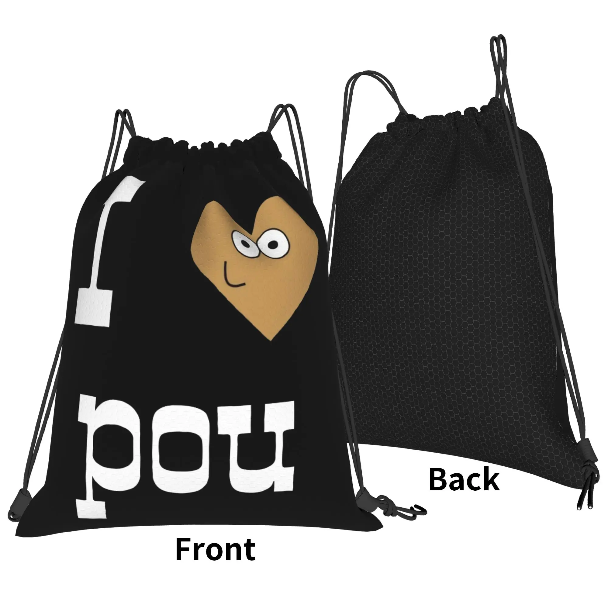 I Pou You Cute Alien  Backpack Drawstring Sports Bags Gym Bag Game Cartoon String Sackpack for Hiking 36cm (W) x 43cm (H)