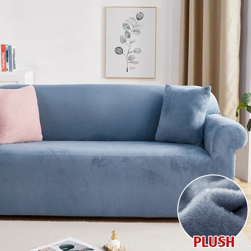 Plush Fabric Sofa Covers for Living Room 1/2/3/4 Seats Elastic Stretch Couch Cover L Shaped Sofa Slipcover Furniture Protector