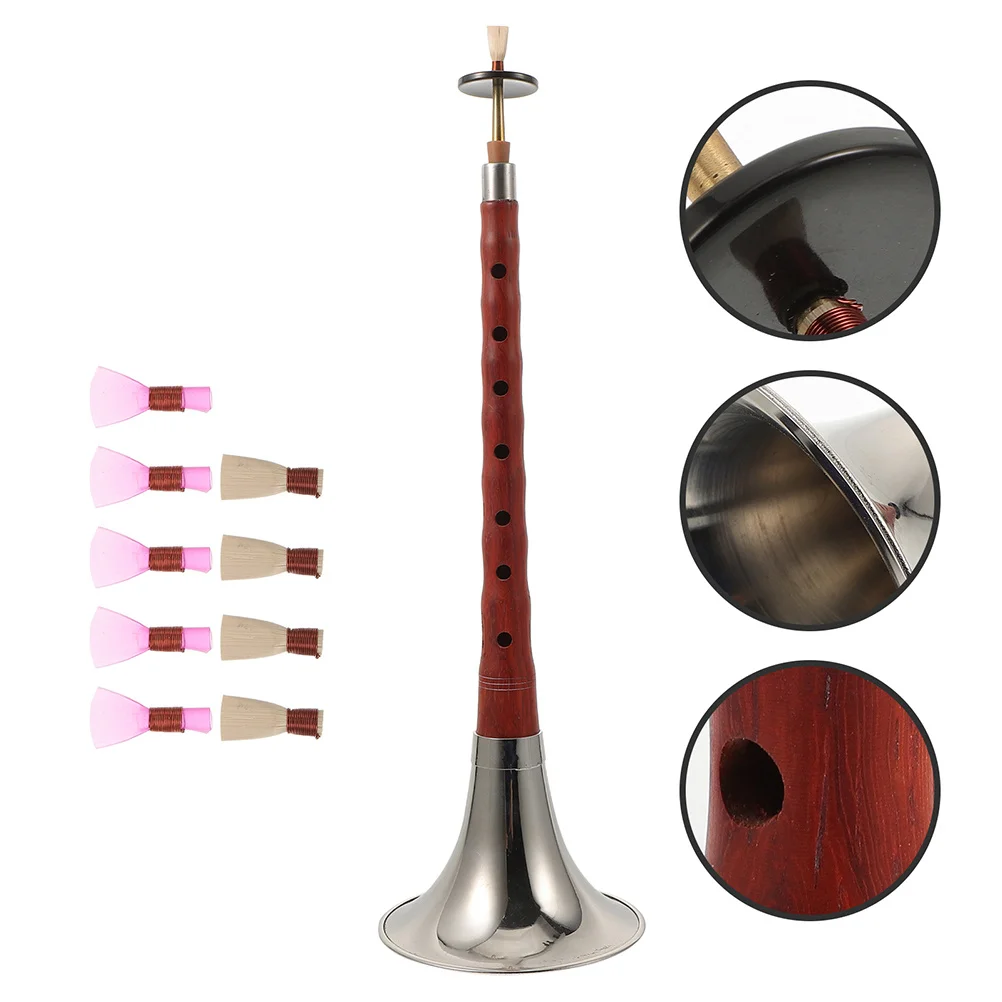 

1Set C Key Suona Red Sandalwood Beginner Professional Ethnic Wind Instrument Lightweight Portable Music Instrument for Students